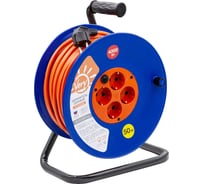 Удлинитель силовой на катушке Very 4 розетки, ПВС 2x2,5мм², 16А, 3,7кВт, б/з, термозащита, 50м 89-0-162