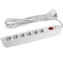 Сетевой фильтр ЭРА SFX-6es-2m-W с заземлением, 10A, с выключателем, 6 гнезд, 2 м, белый 10/140 Б0044023