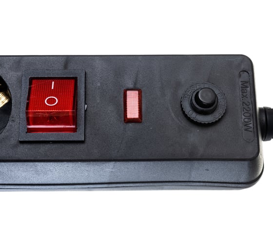 Сетевой фильтр IEK СФ-05К-выкл., 16А, 5 мест, 5м, 3х1мм2, черный WFP10-16-05-05-ZK-K02