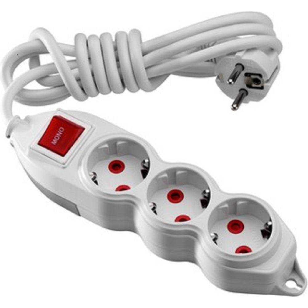 Удлинитель MONO ELECTRIC Orion 3 гнезда 2 м с заземлением с ...