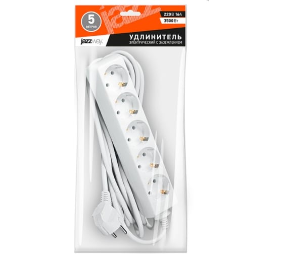 Удлинитель JazzWay EX- 05G-500 5 розеток, 5,0 м., заземление 3326166