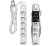 Удлинитель с заземлением duwi с выкл. Supraguard, 5 розеток, 3 м, 3680 Вт, 16А, 3x1,5мм2, 2 USB 32070 8