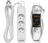 Удлинитель с заземлением duwi с выкл. Supraguard, 3 розетки, 3 м, 3680 Вт, 16А, 3x1,5мм2, 2 USB 32064 7