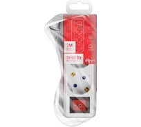 Удлинитель с заземлением duwi с выкл. Supraline 3 розетки, 3 метра, 3х1,5мм2, 3680 Вт, 16А, 32058 6