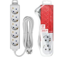 Удлинитель с заземлением duwi Supraline 5 розеток, 3 метра, 3х1,5мм2, 3680 Вт, 16А, 32060 9