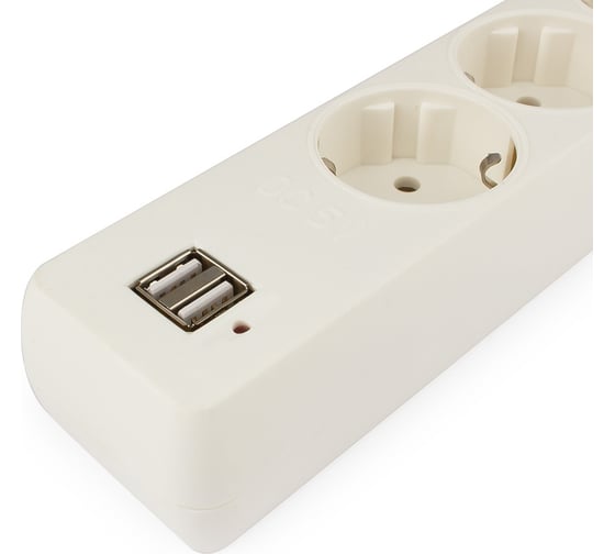 Сетевой фильтр Гарнизон 5р, 10А, 2xUSB, 1.8м, ур.защиты 4, белый, пакет, ECL-5-U2-W-1.8