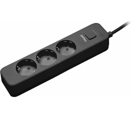 Сетевой фильтр PERFEO POWER STREAM, 2500W, 1,5м, 3 розетки, черный. 30016428