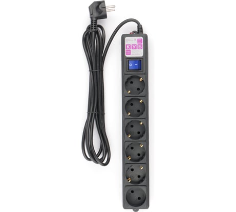 Фильтр-удлинитель Power Cube 3,0 м 6 розеток (черный) 16А/3,5кВт (3x1,5), SPG6-B1