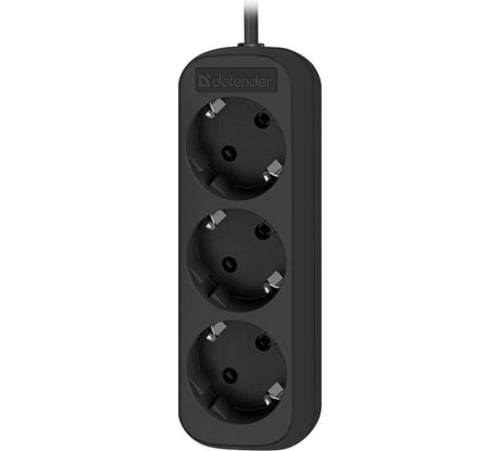 Удлинитель DEFENDER с заземлением M318 1.8 м, 3 розетки, черный 99321