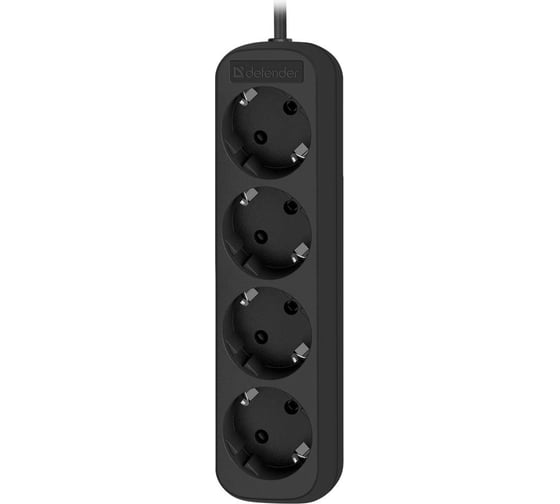Удлинитель DEFENDER с заземлением M418 1.8 м, 4 розетки, черный 99325