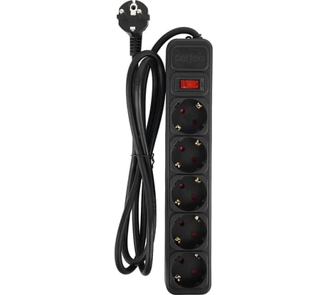 Сетевой фильтр Perfeo "REAL POWER", 3,0м, 5 розеток, черный. 30022738
