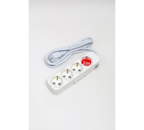 Удлинитель ELBI Myra с заземлением, 4 входа, с защитными шторками, 2м, 3x1 527-010202-411