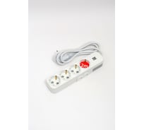 Удлинитель ELBI Myra с заземлением, 4 входа, с защитными шторками, USB, 2м, 3x1,5 527-040202-421