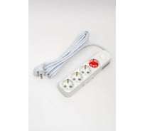 Удлинитель ELBI Myra с заземлением, 4 входа, с защитными шторками, с выключателем, 5м, 3x1,5 527-010205-422