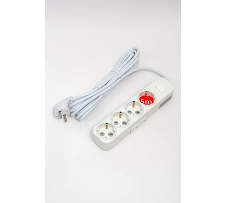 Удлинитель ELBI Myra с заземлением, 4 входа, с защитными шторками, с выключателем, 5м, 3x1,5 527-010205-422