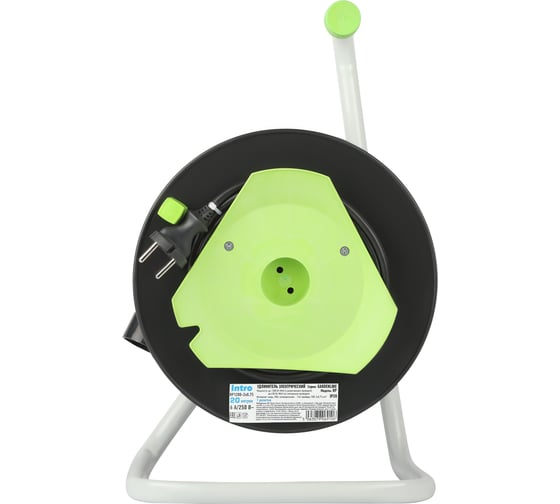 Удлинитель силовой Intro RP12002x0.75 на пластиковой катушке без заземления 1 розетка 20м ПВС 2x0.75 Б0060373