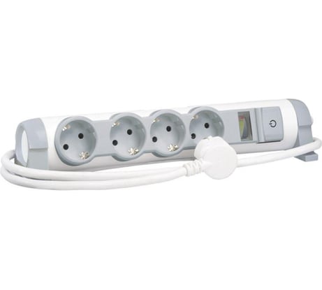Многорозеточный блок Legrand''Комфорт и безопасность'' 4 x 2К+З с кабелем длиной 3 м 694643