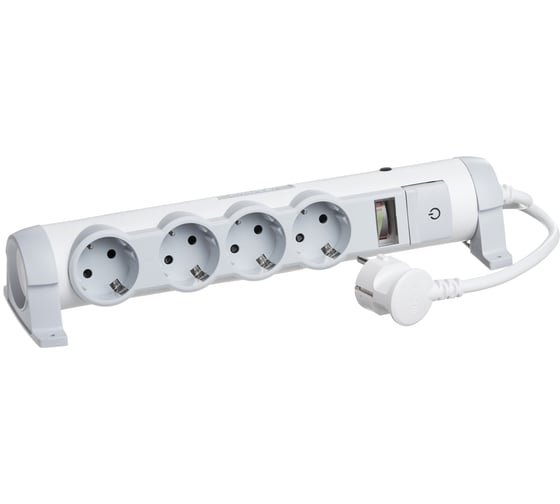 Многорозеточный блок Legrand''Комфорт и безопасность'' 4 x 2К+З с кабелем длиной 3 м 694643