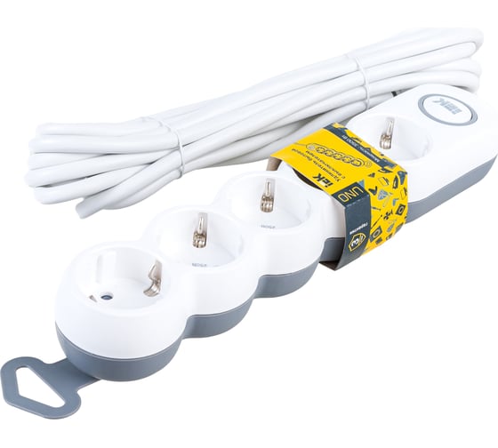 Удлинитель IEK, У05В 5 мест 2P+PE/5м 3х1,5мм2 16А/250В UNO WYP53-16-05-05-ZK