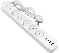 Удлинитель EKF LUX 5 гнезд 2USB 2,4А+2type-C 3 метра 1,5мм2 UBA-LUX-503-TC