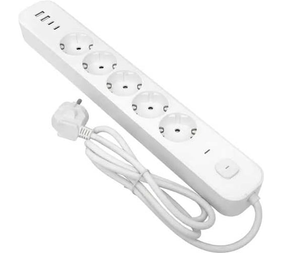 Удлинитель EKF LUX 5 гнезд 2USB 2,4А+2type-C 5 метров 1,5мм2 UBA-LUX-505-TC