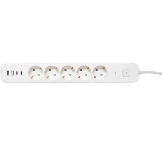 Удлинитель EKF LUX 5 гнезд 2USB 2,4А+2type-C 5 метров 1,5мм2 UBA-LUX-505-TC