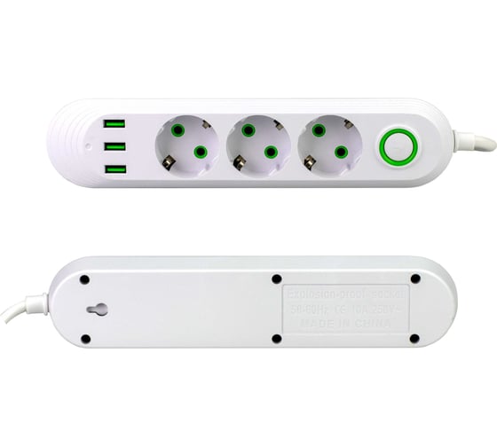 Сетевой фильтр TENDENZA 3 розетки + 3 USB TZ-SP001