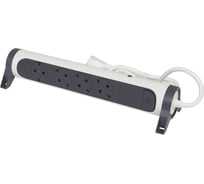 Удлинитель Legrand с заземлением 4 розетки с кабелем 1,5 м, с индикацией потребляемой мощности и защитой от перегрузки, кнопкой включения и поворотным основанием, цвет: белочерный 694525