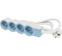 Удлинитель Legrand с заземлением 4 розетки с кабелем 1,5 м, цвет: белоголубой 694554