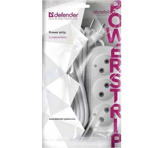 Удлинитель без заземления DEFENDER B230 10 А, 1.5 м, без заземления 99273