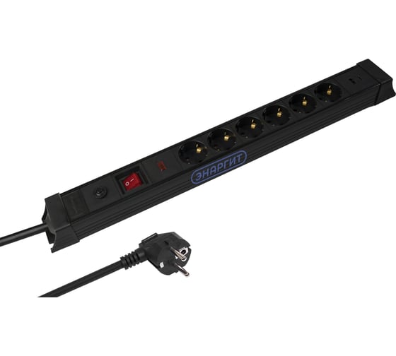 Сетевой фильтр энаргит SL-G06KGDU 3х1,5 H05VV-F - 3 метра, 6 розеток, 2 usb, IP 20 SL-G06KGDU-315-3