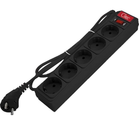 Сетевой фильтр СОЮЗ ПВС 3*0,75, 1,8м, черный, премиум упаковка 1342.