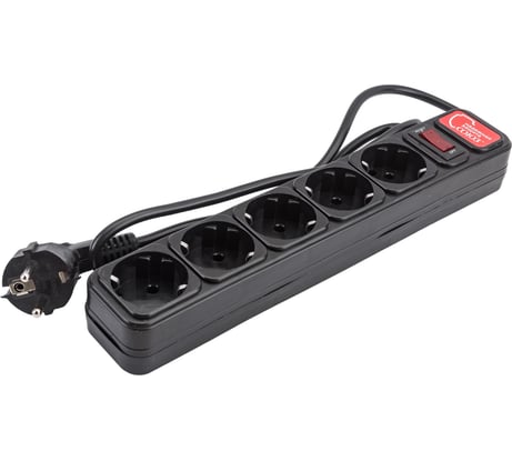 Сетевой фильтр СОЮЗ ПВС 3*0,75, 1,5м, черный, премиум упаковка 1335.