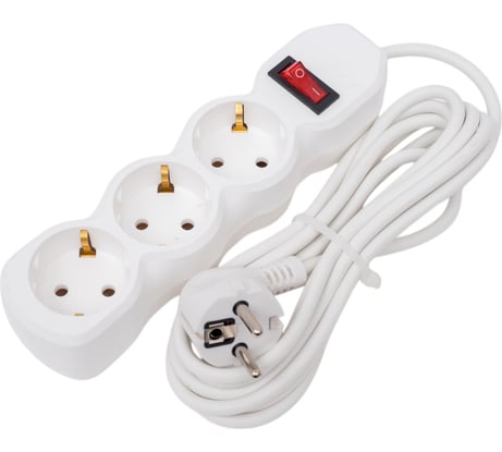 Удлинитель КОСМОС 10А 3 гнезда ПВС 3х0,75 3м с заземлением и кнопкой Россия YKsm3m-3g-Z-V(10A)P