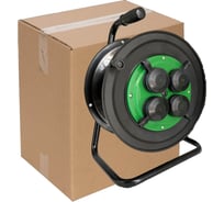 Удлинитель на катушке SVET морозостойкий хозяйственный с крышками УХз-16-4-30-К КГ 3х2,5 30м/4роз. с/з, 16А, 4000Вт, IP44 3114-20011