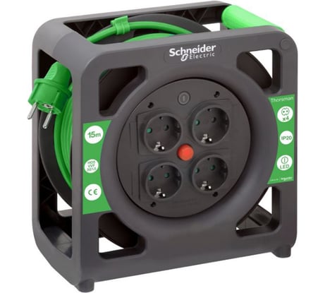Катушечный удлинитель Systeme Electric Thorsman 4 розетки 15м 3х1.5 IP20 IMT33137
