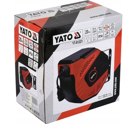 Удлинитель электрический настенный YATO 20м на катушке YT-81221 377481221 092 1