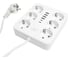Удлинитель STEKKER 6-местный c/з 3x1 мм2, 3 м, 250В, 10А, 4USB+2Type-C 2,4А, серия Home, белый HM09-66-02, 49982 1