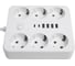 Удлинитель STEKKER 6-местный c/з 3x1 мм2, 3 м, 250В, 10А, 4USB+2Type-C 2,4А, серия Home, белый HM09-66-02, 49982 3