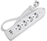 Удлинитель STEKKER 4-местный c/з 3x1 мм2, 1,8 м, 250В, 10А, 2USB+1Type-C 2,4А, серия Home, белый HM08-43-02, 49971 2