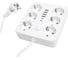 Удлинитель STEKKER 6-местный c/з 3x1 мм2, 1,8 м, 250В, 10А, 4USB+2Type-C 2,4А, серия Home, белый HM09-66-02, 49975 1