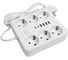 Удлинитель STEKKER 6-местный c/з 3x1 мм2, 1,8 м, 250В, 10А, 4USB+2Type-C 2,4А, серия Home, белый HM09-66-02, 49975 10