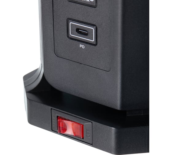 Удлинитель сетевой фильтр idealim 2 метра с USB и Type С тройник Tower-9r-4usb-1typeC-2M-black