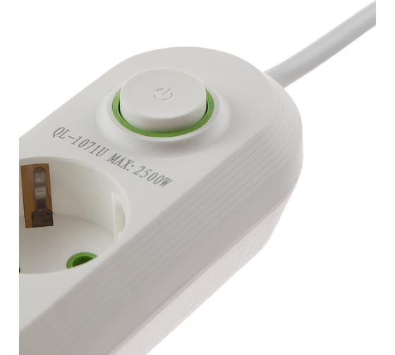 Удлинитель idealim 2 м, сетевой фильтр, с USB, с заземлением, переноска Multi-Ryad-3r-3usb-2М-white