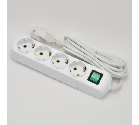 Удлинитель Lezard LETITIA с заземлением 4 входа 3 метра с выключателем 721-0403-402