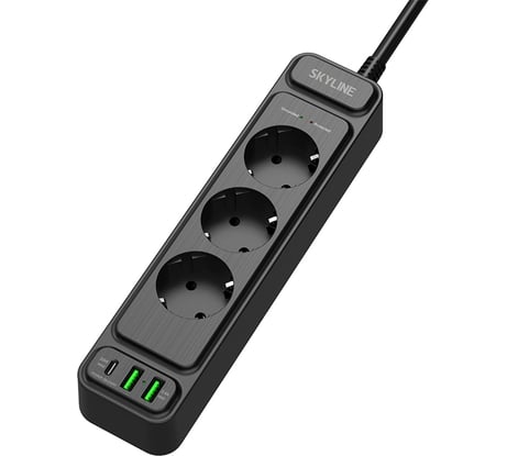Сетевой фильтр SKYLINE с USB зарядкой USP-350 Black PD3.0 S00003681