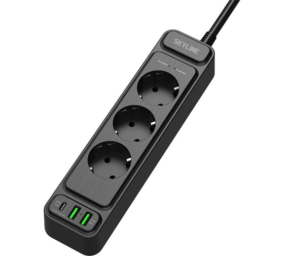 Сетевой фильтр SKYLINE с USB зарядкой USP-350 Black PD3.0 S00003681
