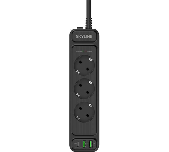 Сетевой фильтр SKYLINE с USB зарядкой USP-350 Black PD3.0 S00003681