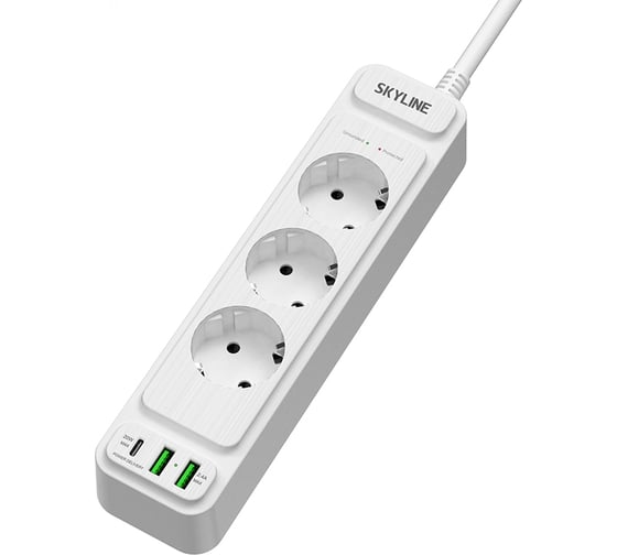 Сетевой фильтр SKYLINE с USB зарядкой USP-350 White PD3.0 S00003682 1