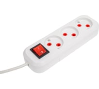 Удлинитель бытовой SLP electrics без заземления с выключателем, 3 гнезда, 3 метра, IP20, 10А, 2200 Вт, ПВС 2х1,0, от +1С до +35С 3202-00050